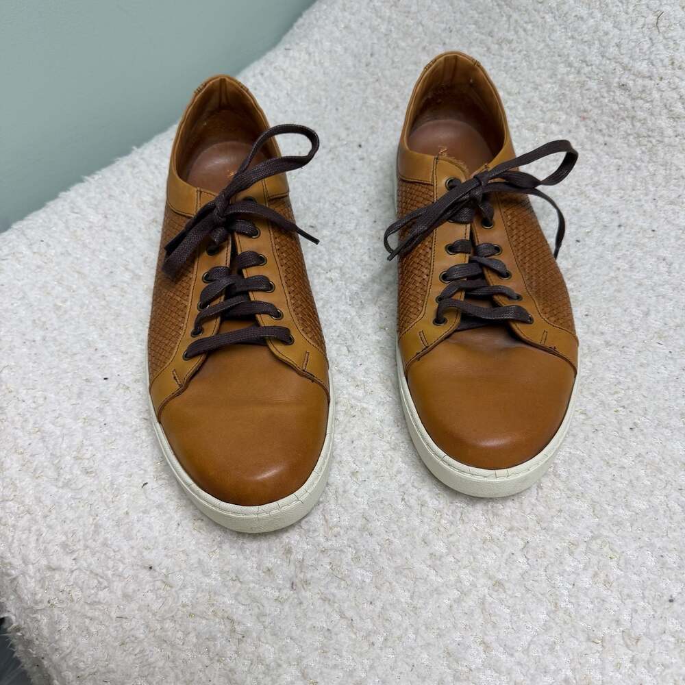 Allen Edmonds Brown Leather Woven Lace-Up Casual Sneakers Mens Size 13